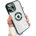 thumbnail image 1 of for iPhone 12 Pro Case with Camera Lens Protector, Logo View for Women Men, Soft Plating Transparent Slim Ultrathin Phone Cases for iPhone 12 Pro Clear Back Cover (for iphone12Pro,Green), 1 of 15