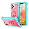 thumbnail image 1 of iPhone 12 Pro Case, iPhone 12 Case, Dteck 2 in 1 Hybrid Rugged Shockproof Case with Ring Holder Kickstand Silicone Cover for iPhone 12 / 12 Pro 6.1-inch,Mint+Rose, 1 of 7