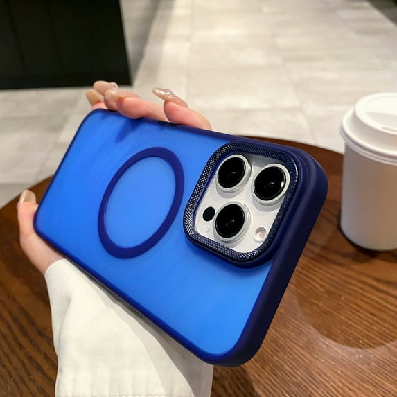 for iPhone 12 Pro / 12 Case Magnetic Phone Case Compatible with MagSafe, Soft TPU Bumper Hard Translucent Matte Back Slim Fit Shockproof Protective Case Cover for Men Women Girls - Darkblue