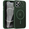 thumbnail image 1 of for iPhone 12 Pro Case, Phone Case iPhone 12 Pro Magnetic Case [Compatible with MagSafe] Translucent Matte Back Slim Shockproof Military-Grade Protection Anti-Fingerprint Cover, Dark Green, 1 of 13