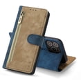 thumbnail image 1 of for iPhone 12 Pro / 12 Case Wallet with Card Slot Premium Soft PU Leather Zipper Flip Folio Wallet with Wrist Strap Kickstand Protective for iPhone 12 Pro / 12 6.1 inch Wallet Case - Blue, 1 of 1