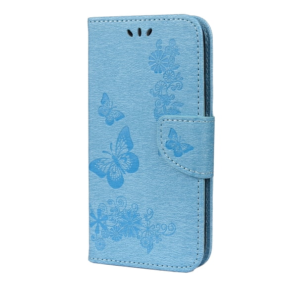 iPhone 12 Pro Case Wallet, iPhone 12 Case, Allytech Slim Fit PU Leather Butterfly Embossed Folding Stand Folio Flip Shockproof Card Slots Wallet Case Cover for Apple iPhone 12 / iPhone 12 Pro, Blue