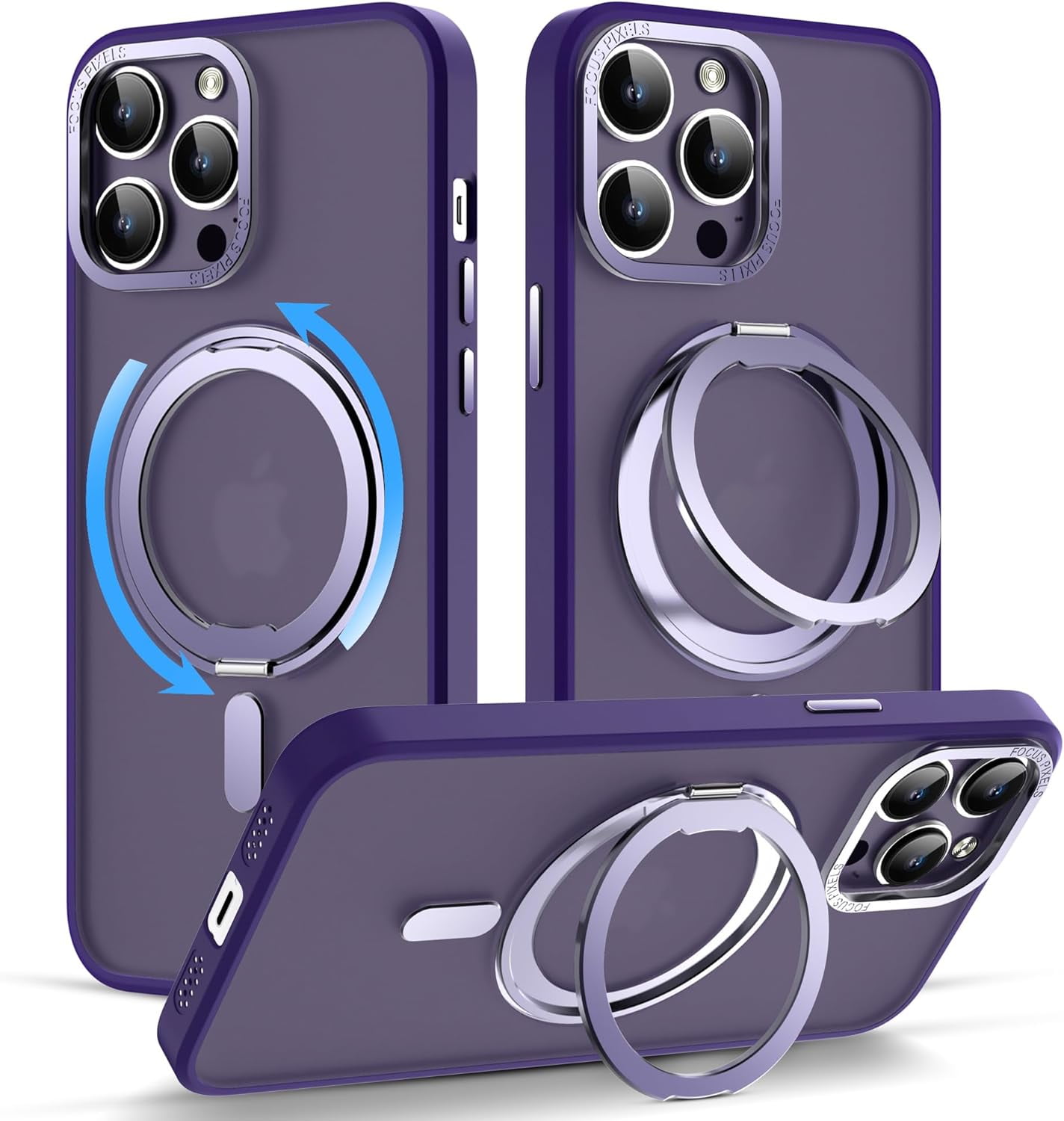 Hython Case For IPhone 12 Case & IPhone 12 Pro Case With Ring Stand, 360° Rotatable Ring Holder Magnetic Kickstand, Shockproof Rubber Protective Phone Case Cove With Microfiber Lining, Lavender Gray