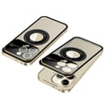 thumbnail image 1 of for iPhone 12 Pro Frosted Semi-Transparent Magnetic Case, Compatible with MagSafe Wireless Charging, Aluminum Alloy Frame Shockproof Elastic Buckle Lens Protector Cover,Gold, 1 of 6