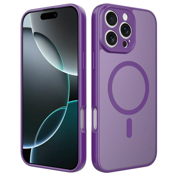 for iPhone 12 Pro Magnetic Case Support Wireless Charging, Shockproof Military-Grade Protection Cover, Slim Anti-Scratch Phone Case for iPhone 12 Pro Match with Car Mount Holder, Darkpurple