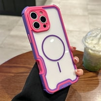 For iPhone 12 Pro Magnetic Phone Case,Compatible with Mag-safe,2-in-1 Heavy Duty Protection,Transparent Back,Shockproof Anti-Scratch Rugged Anti-Drop Protective Phone Case,Purple