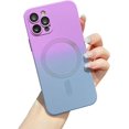 thumbnail image 1 of for iPhone 12 Pro Magnetic Silicone Case [Work with Magsafe] Full Camera Lens Protective Soft TPU Gradient Color Anti-Drop Anti-Scratch Shockproof Phone Case for Women Girls, Purple Gray, 1 of 15