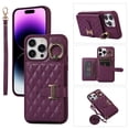thumbnail image 1 of for iPhone 12 Pro Max 6.7" Detachable Shoulder Strap Wallet Case, with Card Slots & 360-degree Rotation Stand Ring Flip Premium PU Leather Protective Cover Lanyard for Women Girls, Deeppurple, 1 of 11
