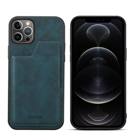iPhone 12 Pro Max 6.7-inch Case,Dteck Shockproof Rubber Retro Leather Slim Card Holder Wallet Hybrid Back Phone Case Cover For Apple iPhone 12 Pro Max,Blue