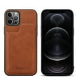 thumbnail image 1 of iPhone 12 Pro Max 6.7-inch Case,Dteck Shockproof Rubber Retro Leather Slim Card Holder Wallet Hybrid Back Phone Case Cover For Apple iPhone 12 Pro Max,Brown, 1 of 6