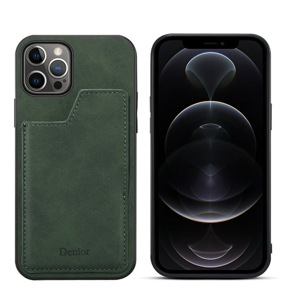 iPhone 12 Pro Max 6.7-inch Case,Dteck Shockproof Rubber Retro Leather Slim Card Holder Wallet Hybrid Back Phone Case Cover For Apple iPhone 12 Pro Max,Green