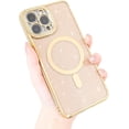 thumbnail image 1 of iPhone 12 Pro Max 6.7 inch Glitter Case [Compatible with MagSafe] Lightweight and Luxury Plating Cute Bling Shockproof Protective Rugged TPU Case Girls Women Covers Gold, 1 of 20