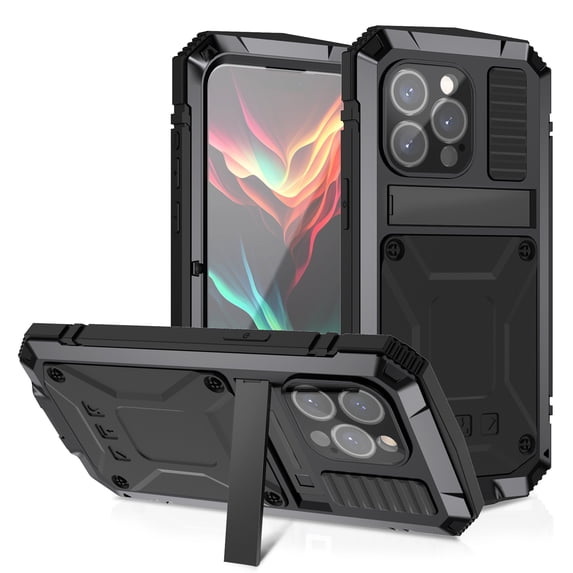 for iPhone 12 Pro Max Armor Cover Case with Screen Protector, with Built-in 360° Rotate Ring Stand Heavy Duty Protection Cover Case for Apple iPhone 12 Pro Max, Black