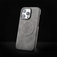 thumbnail image 1 of for iPhone 12 Pro Max Back Case, Premium PU Leather Anti-fall Ultra Slim Shockproof Drop Protective Classic Strong Magsafe Business Phone Case Cover for iPhone 12 Pro Max, Gray, 1 of 8