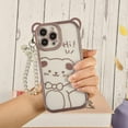 thumbnail image 1 of iPhone 12 Pro Max Bear Case, Clear Cute Sparkle Transparent Soft TPU Stylish Plating Pattern Luxury Case Cover with Lovely Strap Bracelet Chain Women Girls Case for iPhone 12 Pro Max-Pink, 1 of 14
