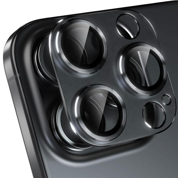 for iPhone 12 Pro Max Camera Lens Protector, [Drop Protection] 9H Tempered Glass Camera Cover Screen Metal Ring Case Friendly Scratch Resistant Easy to Install For iPhone 12 Pro Max,Black