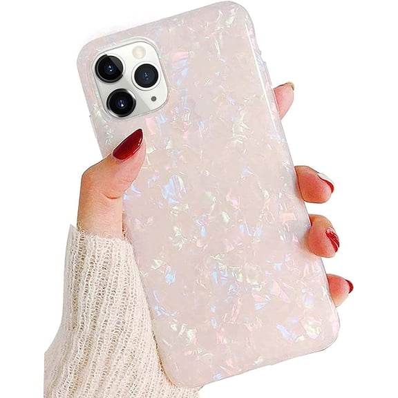 for iPhone 12 Pro Max Case 6.7", Cute Ultra Thin Luxury Sparkle Translucent Clear Opal Pearly [Tinfoil Series] Macaron Color Bling Lightweight Soft TPU Protective Phone Case Cover Colorful