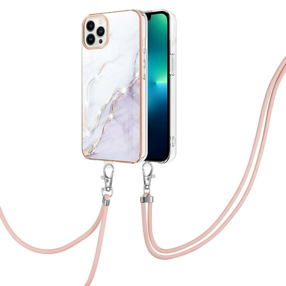 iPhone 12 Pro Max Case 6.7-Inch, Allytech Luxury Marble Serious TPU Rubber Ultra Slim Anti-scratch Shock-absorbing Protective Back Cover with Lanyard Case for Apple iPhone 12 Pro Max,White