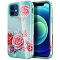 thumbnail image 1 of iPhone 12 Pro Max Case 6.7 Inch, Pretty Floral Case with Tempered Glass Screen Protector - Hard Plastic and Durable Silicone Back Cover Case Slim Lightweight Shockproof Protective Case (Red Peony), 1 of 6