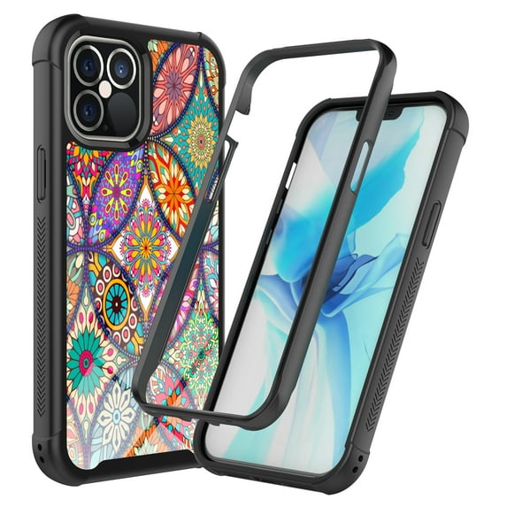 iPhone 12 Pro Max Case (6.7"), Rosebono Hybrid IMD Design Graphic Anti-Scratch Fashion Cute Colorful Silicone Skin Cover Armor Case for iPhone 12 Pro Max (Colorful Mandala)