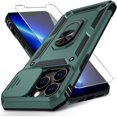 thumbnail image 1 of for iPhone 12 Pro Max Case with Camera Lens Cover, HD Screen Protector, 10 FT Military Grade Drop Protection, Magnetic Ring Holder Kickstand Protective Phone Case for iPhone 12 Pro Max ,Pine Green, 1 of 12