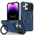 thumbnail image 1 of for iPhone 12 Pro Max Case with Camera Sliding Cover, [Compatible with MagSafe] with Magnetic Ring Kickstand, Military Grade Heavy Duty Protection Phone Case for iPhone 12 Pro Max, Royalblue, 1 of 10