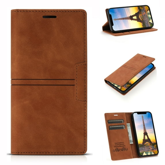 iPhone 12 Pro Max Case with Card Cash Holder, Allytech Premium PU Leather Wallet Purse Case with Book Style Folio Flip Stand Magnetic Case Compatible with iPhone 12 Pro Max (6.7" 2020), Brown