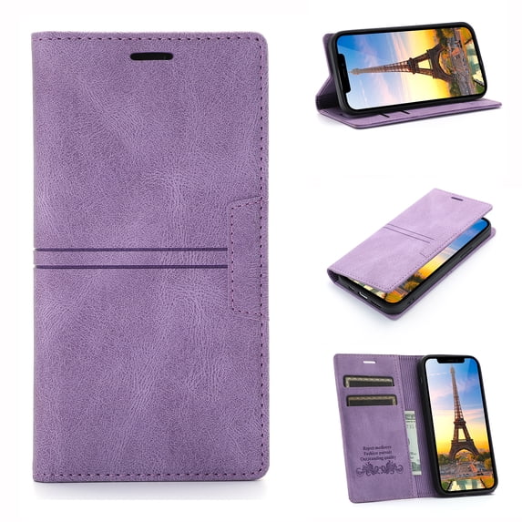 iPhone 12 Pro Max Case with Card Cash Holder, Allytech Premium PU Leather Wallet Purse Case with Book Style Folio Flip Stand Magnetic Case Compatible with iPhone 12 Pro Max (6.7" 2020), Purple