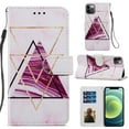 thumbnail image 1 of iPhone 12 Pro Max Case with Card Holder & Hand Strap, Allytech PU Leather Soft TPU Back Shockproof Magnetic Button Kickstand Wallet Case for iPhone 12 Pro Max 6.7 inch 2020, Triangle Marble, 1 of 2