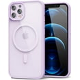 thumbnail image 1 of for iPhone 12 Pro Max Case Clear Magnetic Compatible with Magsafe, Thin Slim Transparent Non Yellowing, Hybird Soft Silicone Bumper & Hard Plastic Cover for Women, Lavender Lilac Light Purple, 1 of 13