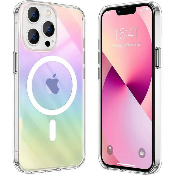 iPhone 12 Pro Max Case Clear Magnetic Iridescent Case, for iPhone 12 Pro Max Women Girls Compatible with Magsafe Case, Soft TPU Color Changing Rainbow Protective Anti-Slip Case