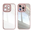 thumbnail image 1 of for iPhone 12 Pro Max Case Clear Slim, [Built in Lens Protector] [Non Yellowing] TPU Bumper Transparent Back Hard Shell Shockproof Thin for Men Women for iPhone 12 Pro Max, Pink, 1 of 5