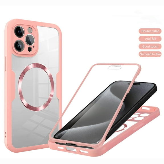 for iPhone 12 Pro Max Case, Compatible with MagSafe [Built-in Screen Protector] 360 Full-Body Shockproof Rugged Clear Back Protective Dual-Layer Phone Cover for iPhone 12 Pro Max, Pink