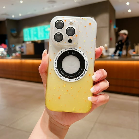 for iPhone 12 Pro Max Case Compatible with MagSafe, Cute Gradient Color Case for Women Girls Magnetic Case Soft TPU and PC Shockproof Back Slim Multicolor for iPhone 12 Pro Max - Yellow