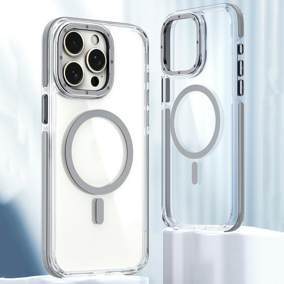 For iPhone 12 Pro Max Case, Compatible with MagSafe, Military-Grade Protection, Yellowing Resistant, Scratch-Resistant Back, Magnetic Shockproof Clear Crystal Phone Case for iPhone 12 Pro Max,Gray