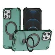for iPhone 12 Pro Max Case Compatible with MagSafe Rugged Grip Back Case with Magnetic Ring Adjustable Stand Military Grade Heavy Duty Protection Shockproof Anti-Scratch Phone Cover,GreenGreen