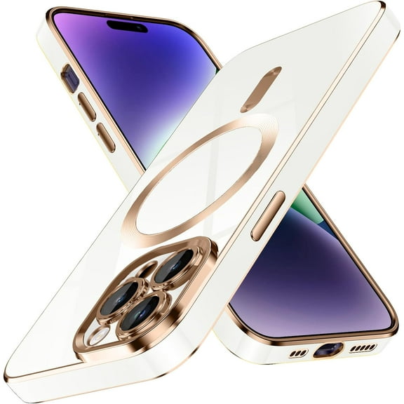 for iPhone 12 Pro Max Case,[Compatible with Magsafe],[10 FT Military Grade Drop Protection][Anti Yellowing] Slim Soft TPU Luxury Protective Phone Case for 14 Pro Max -White 8-IP12pm-02