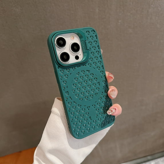 For iPhone 12 Pro Max Case Compatible with Magsafe, Heat Dissipation Shockproof Camera Lens Kickstand Anti-Slip Bumper Rugged Stylish Magnetic Phone Case for Apple iPhone 12 Pro Max, Green
