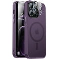 thumbnail image 1 of for iPhone 12 Pro Max Case [Compatible with Magsafe] [Screen Protector+Camera Lens Protector] Aluminum Alloy Keys Slim Translucent Matte Phone Case iPhone 12 Pro Max - Deep Purple, 1 of 14