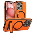 thumbnail image 1 of for iPhone 12 Pro Max Case, [Compatible with Magsafe ] Wireless Charging PU Leather Stand Kickstand Rugged Protection for iPhone 12 Pro Max Phone Case, Support Magnetic Car Mount, Orange, 1 of 8