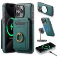 thumbnail image 1 of For iPhone 12 Pro Max Case with Credit Card Holder,Ring Holder,Phone PU Leather Case Wallet for Women Men  Magnetic Detachable 2-in-1 Wallet Card,Shockproof Rugged Phone Case,Green, 1 of 10