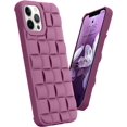 thumbnail image 1 of for iPhone 12 Pro Max Case Cute 3D Weave Grid Design for Women Girls Soft TPU Silicone Phone Case Raised Bumper Corners Full Protective Case Cover for iPhone 12 Pro Max 6.7 inch (Purple), 1 of 13