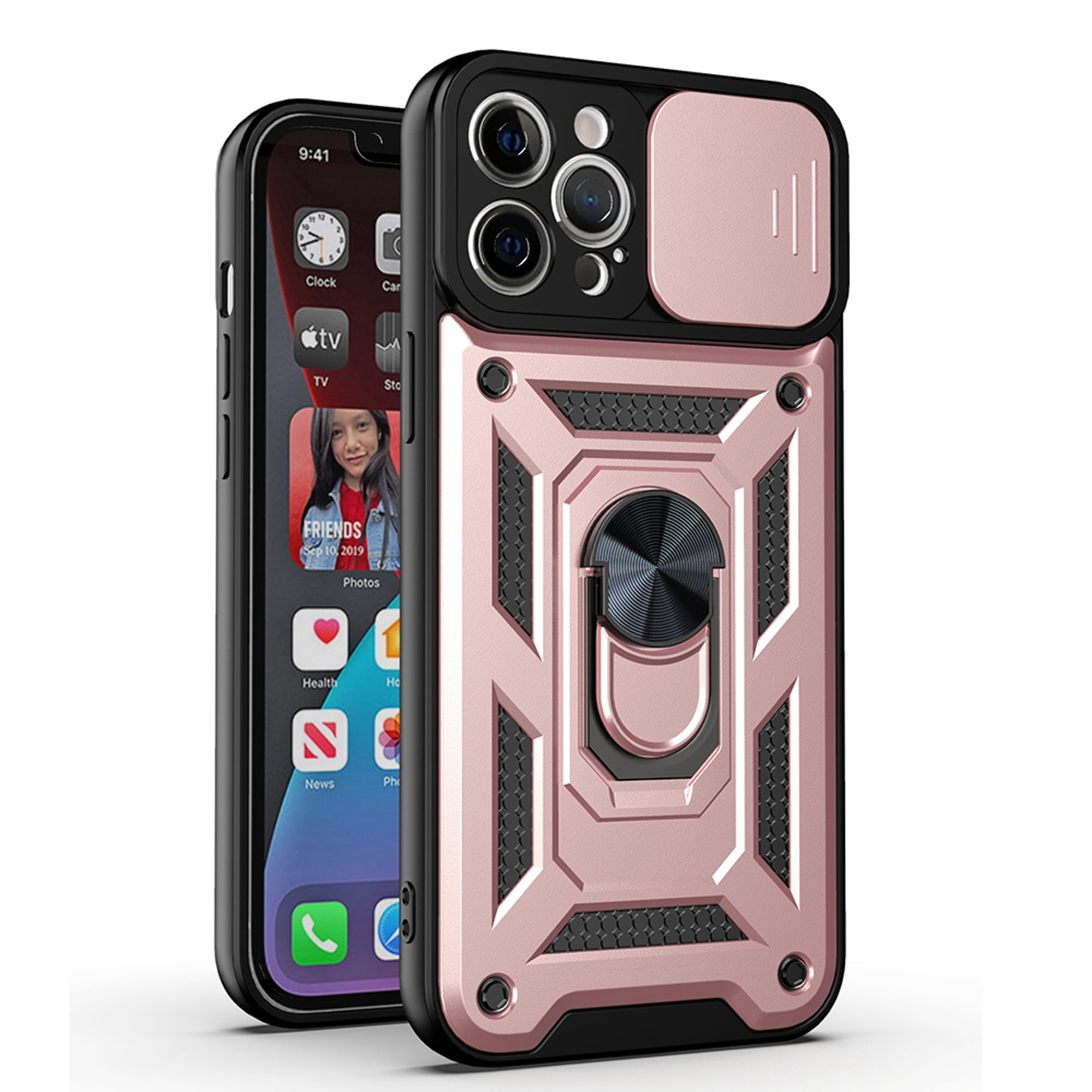 iPhone 12 Pro Max Case, Dteck [Military-Grade] [360 Ring Kickstand & Slide  Camera Protector] Hybird Impact-Resistant Bumpers Cover Phone Case for