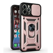iPhone 12 Pro Max Case, Dteck [Military-Grade] [360 Ring Kickstand & Slide Camera Protector] Hybird Impact-Resistant Bumpers Cover Phone Case for Apple iPhone 12 Pro Max 6.7 inch, Rosegold