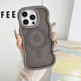 thumbnail image 1 of for iPhone 12 Pro Max Case, Fashionable Curly Wave Frame Hard Translucent Back Cover for Women Men, Compatible with Mag-Safe, TPU Bumper Drop Proof Phone Case for iPhone 12 Pro Max, Gray, 1 of 10
