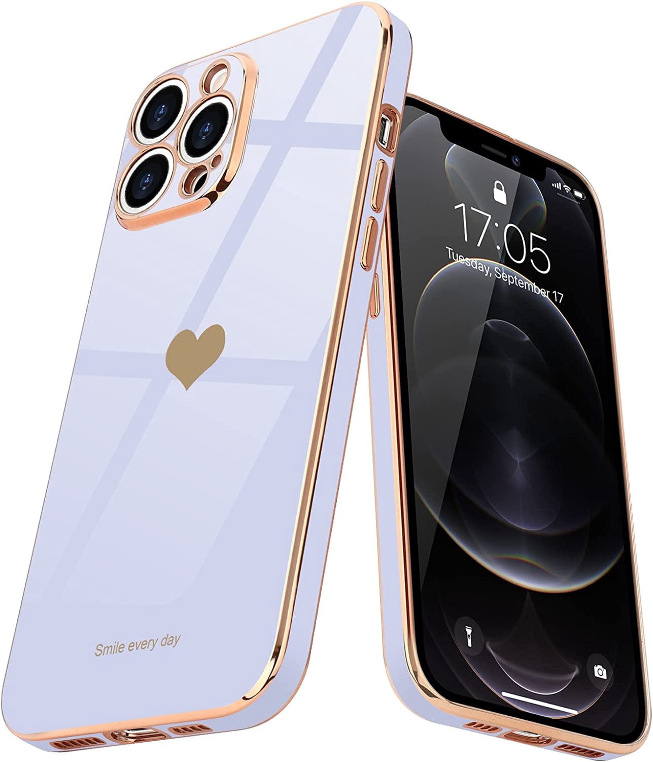 花目　iPhone12 Pro Max iPhone 12 Pro Max Case for Girl Women Cute Love-Heart Luxury Bling