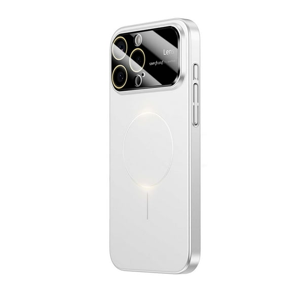 for iPhone 12 Pro Max Case with HD Glass Lens Camera Protector, Full Protection Magnetic Case Compatible with Mag-Safe, Anti-Scratch Case for iPhone 12 Pro Max Rugged Shockproof Cover, White
