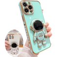 thumbnail image 1 of for iPhone 12 Pro Max Case ,Hidden Astronaut Stand Pasteable Kickstand, Upgrade Shockproof Corners ,Gold Trim Love Bracket Case for iPhone 12 Pro Max Cute for Women Cover (for iPhone12ProMax,green), 1 of 15