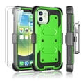 thumbnail image 1 of iPhone 12 / 12 Pro / 12 Pro Max Case Holster Clip, Tekcoo ShockProof Secure Swivel Locking Belt Defender Heavy Full Body Kickstand Carrying Tank Armor Case with 2 Pack Tempered Glass Screen Protector, 1 of 9