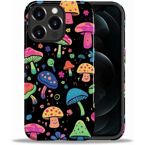 for iPhone 12 Pro Max Case, [Hybrid 2-Layer Hard Shell] Military-Grade Protection, All-Around Shockproof, Silicone Protective Phone Case for iPhone 12 Pro Max - Coloring Mushroom
